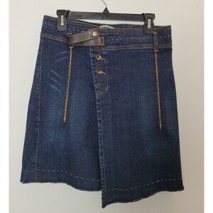 FABRIKA Woman Designer Dark Denim Knee Lenght Asimetric Pencil Skirt Size S